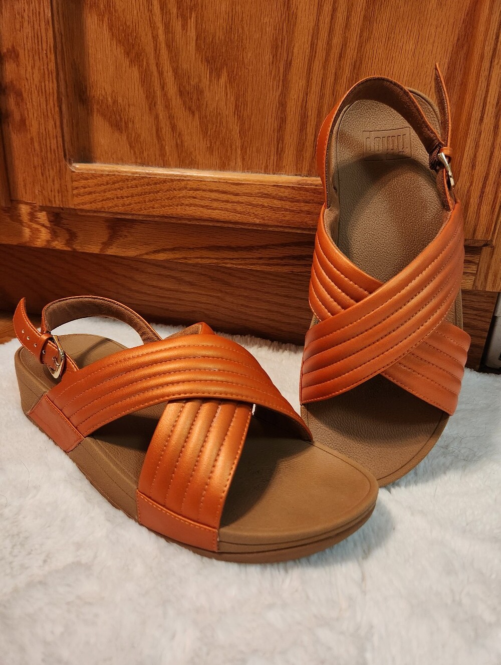 FitFlop, Women’s Orange Crisscross Slingback Sandals, sz 10